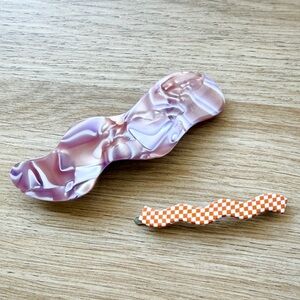 Chunks • Set of 2 • Retired Styles • Wavy French Barrette & Wavy Checkered Slide